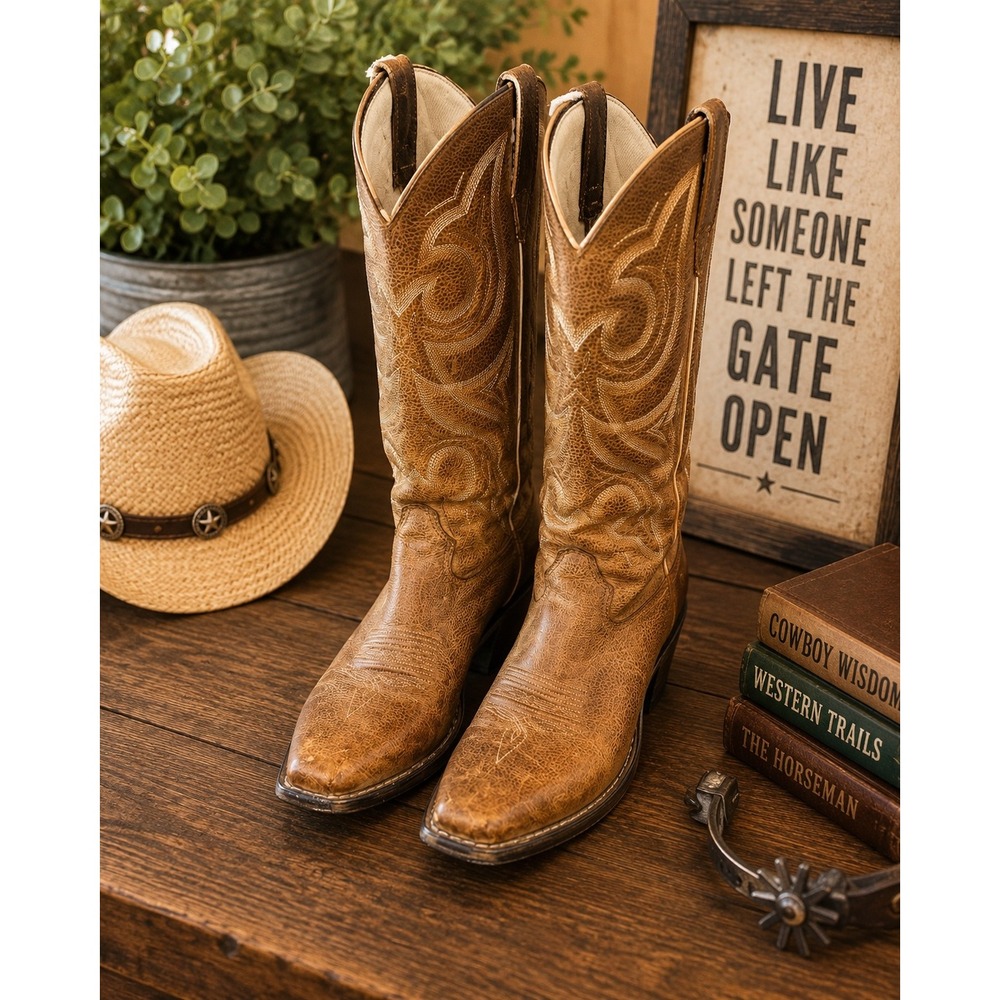 Durango Crush Weathered Brown Leather Western Cowgirl Boots RD3514 Womens 9M